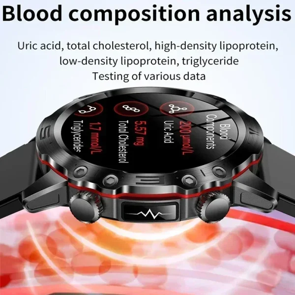 New Healthy Blood Lipids Uric Acid Blood Sugar Smart Watch Men ECG+PPG Fitness Tracker Clock Bluetooth Call Sports Smartwatch - Image 4