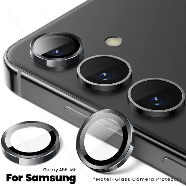 10H Aluminium Alloy Camera Protector Cap For Samsung A55 5G 9D Glass Curved Lens Cover SamsungA55 Sansung Sumsung A55 A 55 2024