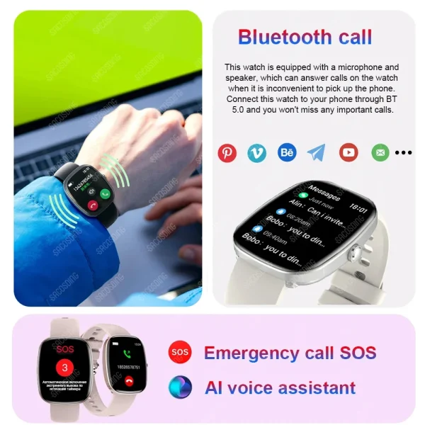 2024 Smart Watches Women Men Music Playback HD Bluetooth Call IP68 Waterproof Fitness Bracelet Women Smartwatch For Android iOS - Image 2