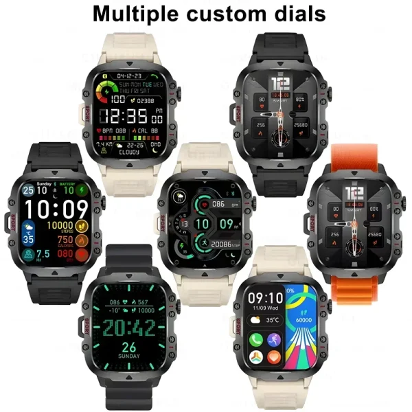 Rugged Military Smart Watch Men Ftiness Watches 3ATM Waterproof 2.01'' AI Voice Bluetooth Call Smartwatch For Android Xiaomi ios - Image 5