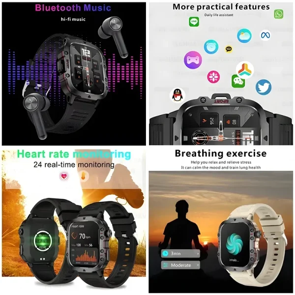 Rugged Military Smart Watch Men Ftiness Watches 3ATM Waterproof 2.01'' AI Voice Bluetooth Call Smartwatch For Android Xiaomi ios - Image 3