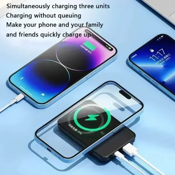 100000mAh Portable Powerbank Type C Fast Charger Wireless Power Bank Magnetic For iPhone Xiaomi Samsung All Series Phone - Image 4