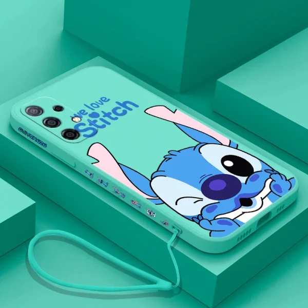 Cute Cartoon Disney Stitchs Case For Samsung A54 A34 A73 A53 A33 A23 A14 A13 A72 A52 A32 A22 A12 A71 A51 4G 5G With Hand Strap - Image 4