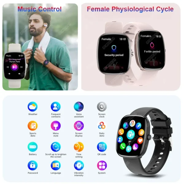 2024 Smart Watches Women Men Music Playback HD Bluetooth Call IP68 Waterproof Fitness Bracelet Women Smartwatch For Android iOS - Image 6