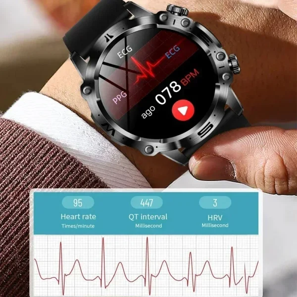 New Healthy Blood Lipids Uric Acid Blood Sugar Smart Watch Men ECG+PPG Fitness Tracker Clock Bluetooth Call Sports Smartwatch - Image 2