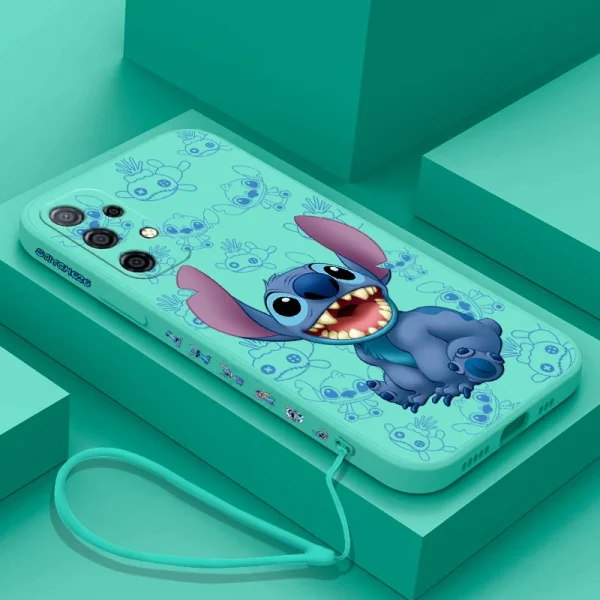 Cute Cartoon Disney Stitchs Case For Samsung A54 A34 A73 A53 A33 A23 A14 A13 A72 A52 A32 A22 A12 A71 A51 4G 5G With Hand Strap